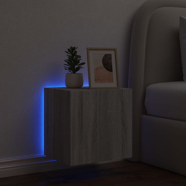 Harmaa tv-seinäkaappi Genutu 40,5x35x40cm (led-valoilla sonoma)