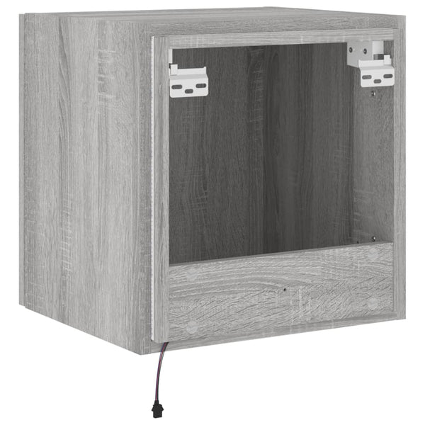 Harmaa tv-seinäkaappi Genutu 40,5x35x40cm (led-valoilla sonoma)