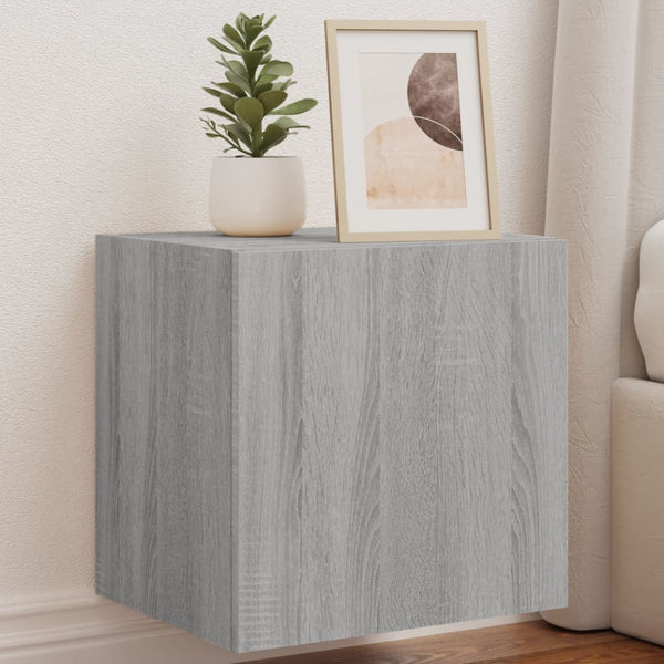 Harmaa tv-seinäkaappi Genutu 40,5x35x40cm (led-valoilla sonoma)