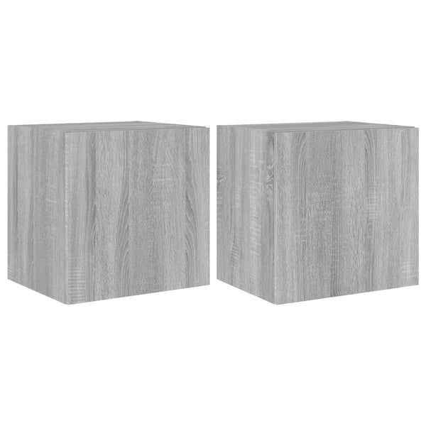 Harmaa tv-seinäkaapit led-valoilla Genutu 40,5x35x40cm (2 kpl sonoma)