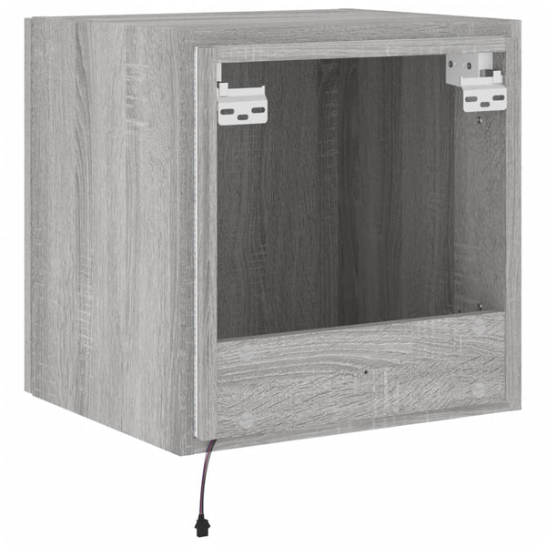 Harmaa tv-seinäkaapit led-valoilla Genutu 40,5x35x40cm (2 kpl sonoma)
