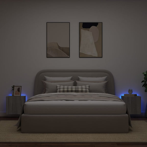 Harmaa tv-seinäkaapit led-valoilla Genutu 40,5x35x40cm (2 kpl sonoma)