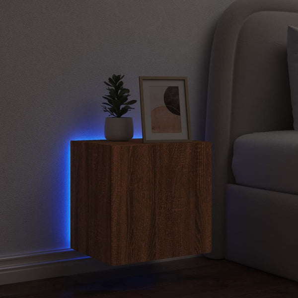 Ruskea tammi tv-seinäkaappi Genutu 40,5x35x40cm (led-valoilla)