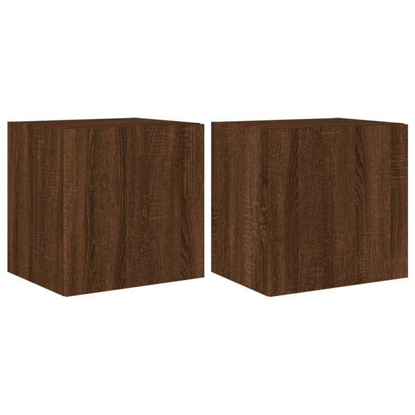 Ruskea tammi tv-seinäkaapit Genutu 40,5x35x40cm (led-valoilla 2 kpl)