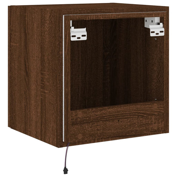 Ruskea tammi tv-seinäkaapit Genutu 40,5x35x40cm (led-valoilla 2 kpl)