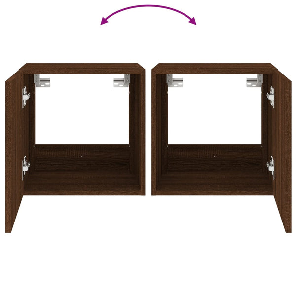 Ruskea tammi tv-seinäkaapit Genutu 40,5x35x40cm (led-valoilla 2 kpl)