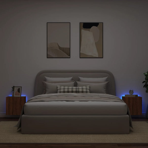 Ruskea tammi tv-seinäkaapit Genutu 40,5x35x40cm (led-valoilla 2 kpl)