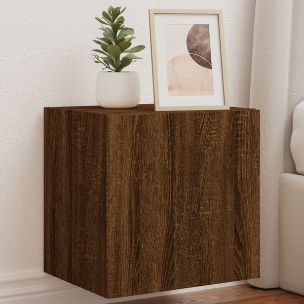 Ruskea tammi tv-seinäkaapit Genutu 40,5x35x40cm (led-valoilla 2 kpl)