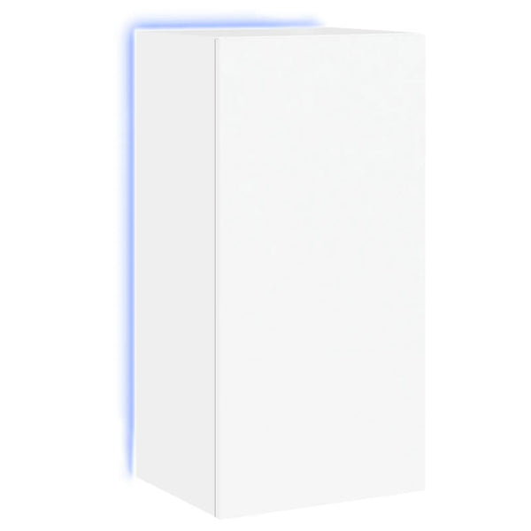 Weißer TV-Wandschrank Genutu 40,5x35x80cm (mit LED-Beleuchtung)