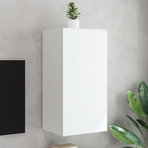 Weißer TV-Wandschrank Genutu 40,5x35x80cm (mit LED-Beleuchtung)