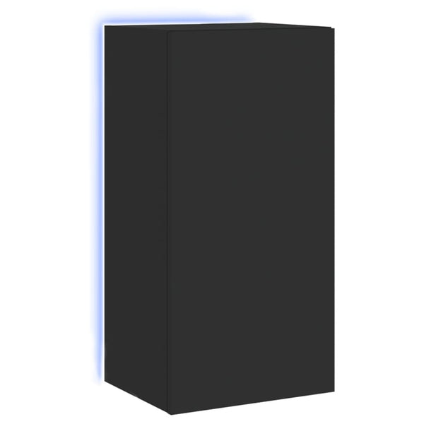 Musta tv-seinäkaappi Genutu 40,5x35x80cm (led-valoilla)