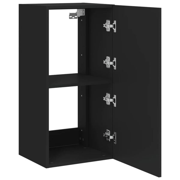 Musta tv-seinäkaappi Genutu 40,5x35x80cm (led-valoilla)
