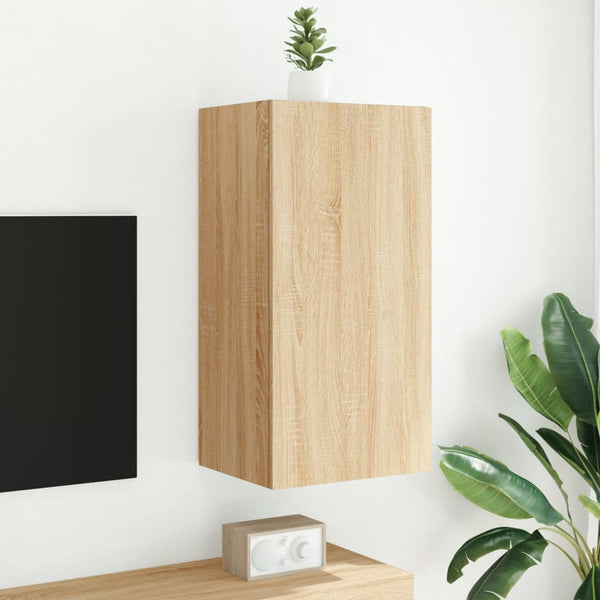 Sonoma-tammi tv-seinäkaappi Genutu 40,5x35x80cm (led-valoilla)