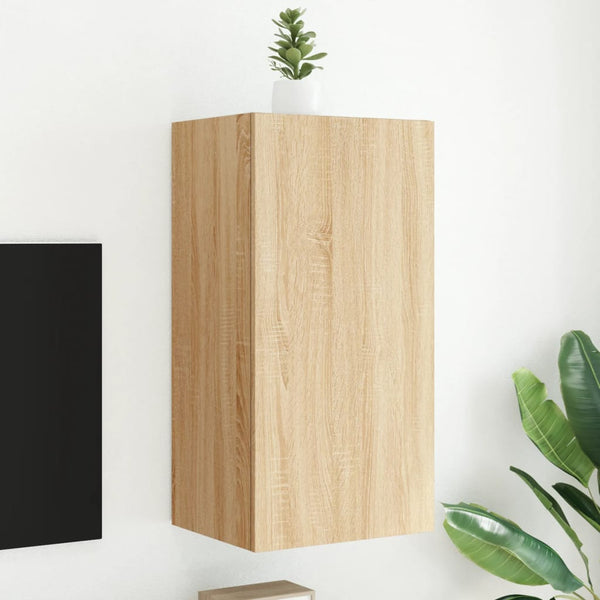 Sonoma-tammi tv-seinäkaappi Genutu 40,5x35x80cm (led-valoilla)
