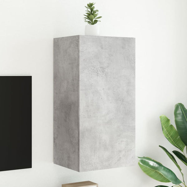Betoninharmaa tv-seinäkaappi Genutu 40,5x35x80cm (led-valoilla)