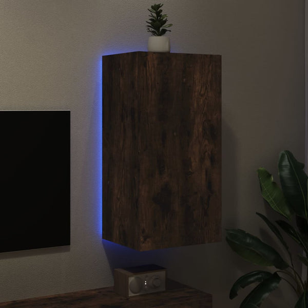 Savutammi tv-seinäkaappi Genutu 40,5x35x80cm (led-valoilla)