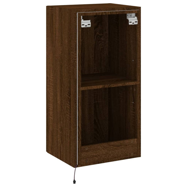 Ruskea tammi tv-seinäkaappi Genutu 40,5x35x80cm (led-valoilla)