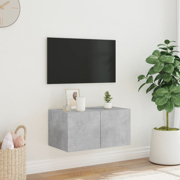 Betoninharmaa tv-seinäkaappi Genutu 60x35x31cm (led-valoilla)