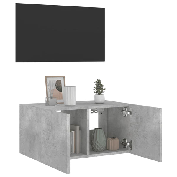 Betoninharmaa tv-seinäkaappi Genutu 60x35x31cm (led-valoilla)