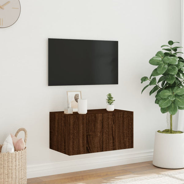 Ruskea tammi tv-seinäkaappi Genutu 60x35x31cm (led-valoilla)
