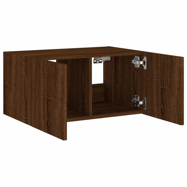 Ruskea tammi tv-seinäkaappi Genutu 60x35x31cm (led-valoilla)