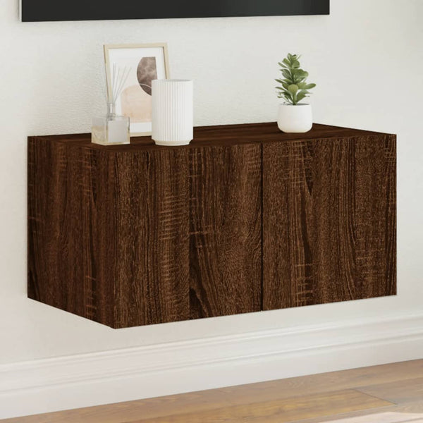 Ruskea tammi tv-seinäkaappi Genutu 60x35x31cm (led-valoilla)