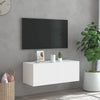 Valkoinen tv-seinäkaappi Genutu 80x35x31cm (led-valoilla)