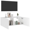 Valkoinen tv-seinäkaappi Genutu 80x35x31cm (led-valoilla)