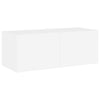Valkoinen tv-seinäkaappi Genutu 80x35x31cm (led-valoilla)