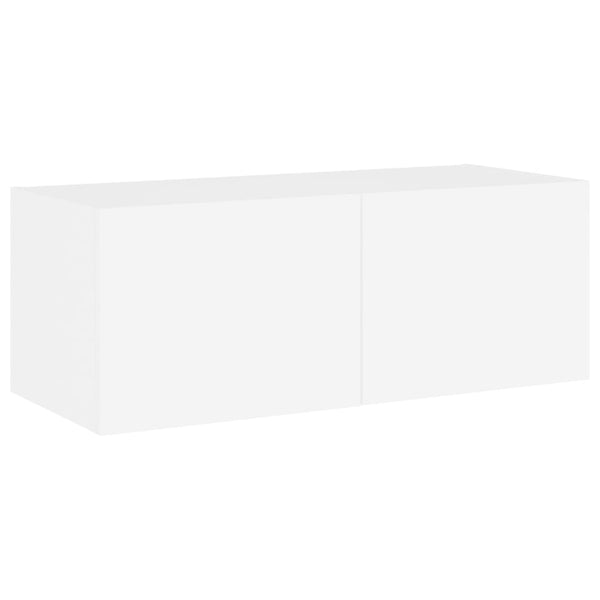 Valkoinen tv-seinäkaappi Genutu 80x35x31cm (led-valoilla)