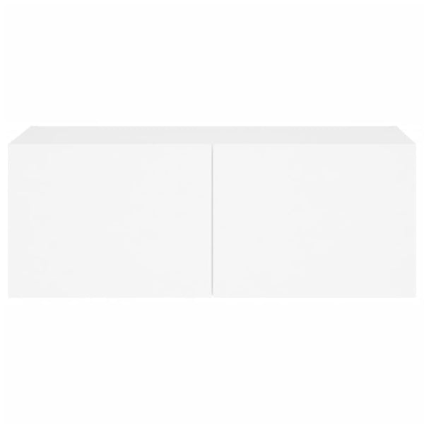 Valkoinen tv-seinäkaappi Genutu 80x35x31cm (led-valoilla)