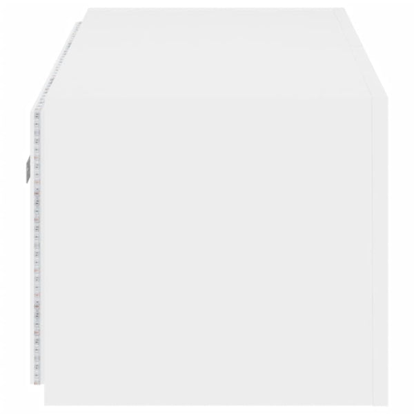 Valkoinen tv-seinäkaappi Genutu 80x35x31cm (led-valoilla)