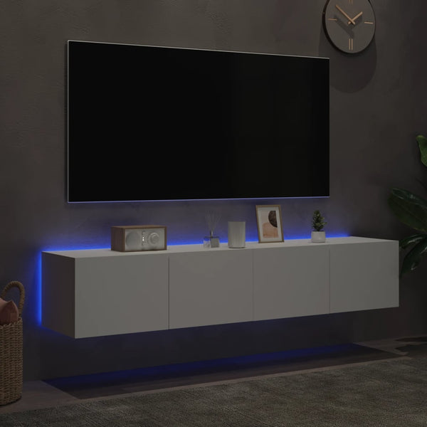 Valkoinen tv-seinäkaapit led-valoilla Genutu 80x35x31cm (2 kpl)