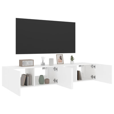Valkoinen tv-seinäkaapit led-valoilla Genutu 80x35x31cm (2 kpl)