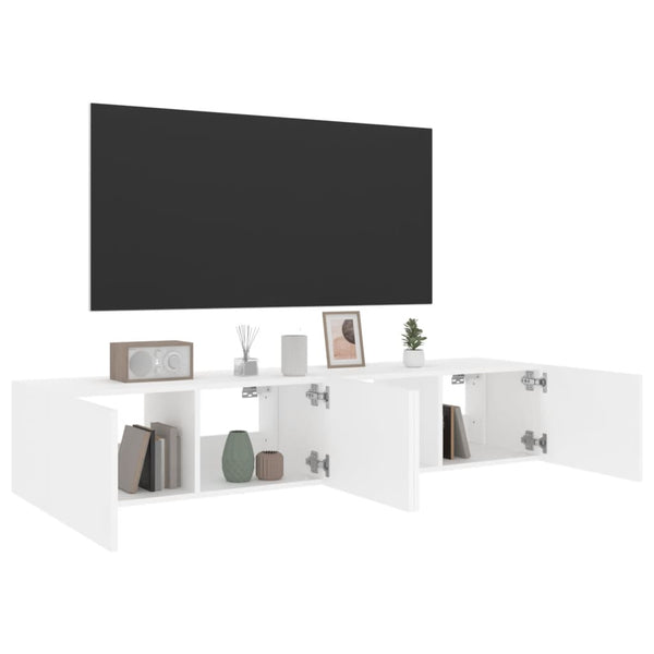 Valkoinen tv-seinäkaapit led-valoilla Genutu 80x35x31cm (2 kpl)