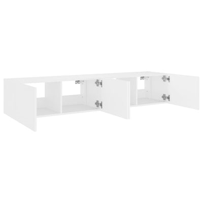 Valkoinen tv-seinäkaapit led-valoilla Genutu 80x35x31cm (2 kpl)