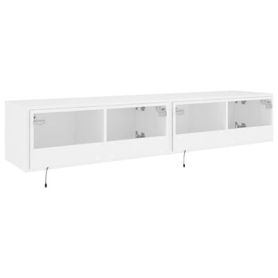 Valkoinen tv-seinäkaapit led-valoilla Genutu 80x35x31cm (2 kpl)