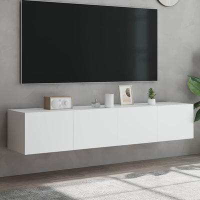 Valkoinen tv-seinäkaapit led-valoilla Genutu 80x35x31cm (2 kpl)