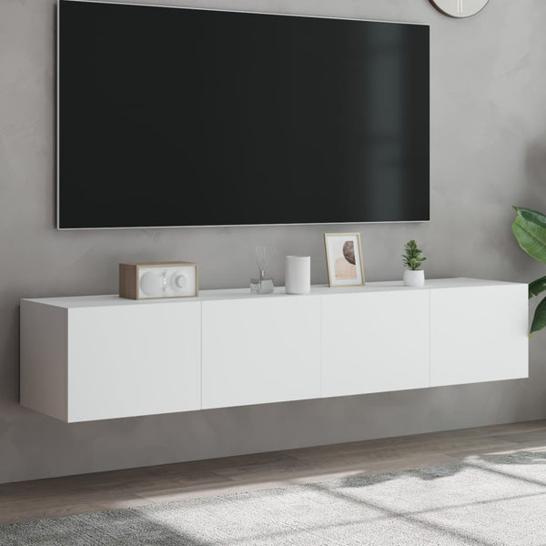 Valkoinen tv-seinäkaapit led-valoilla Genutu 80x35x31cm (2 kpl)