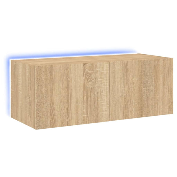 Sonoma-tammi tv-seinäkaappi Genutu 80x35x31cm (led-valoilla)