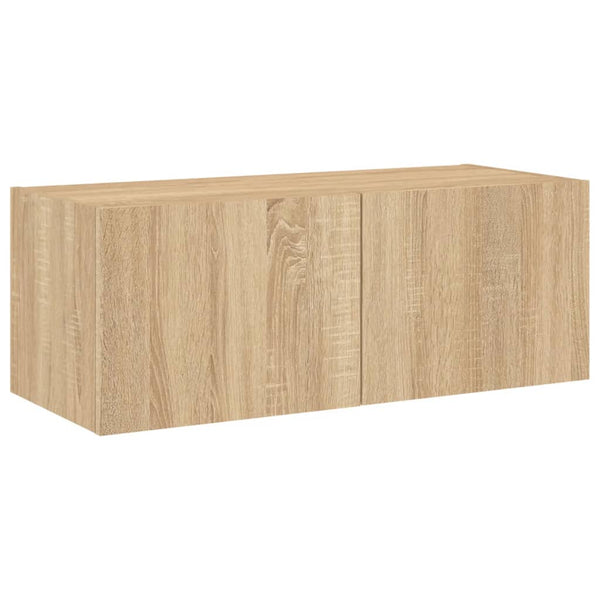 Sonoma-tammi tv-seinäkaappi Genutu 80x35x31cm (led-valoilla)