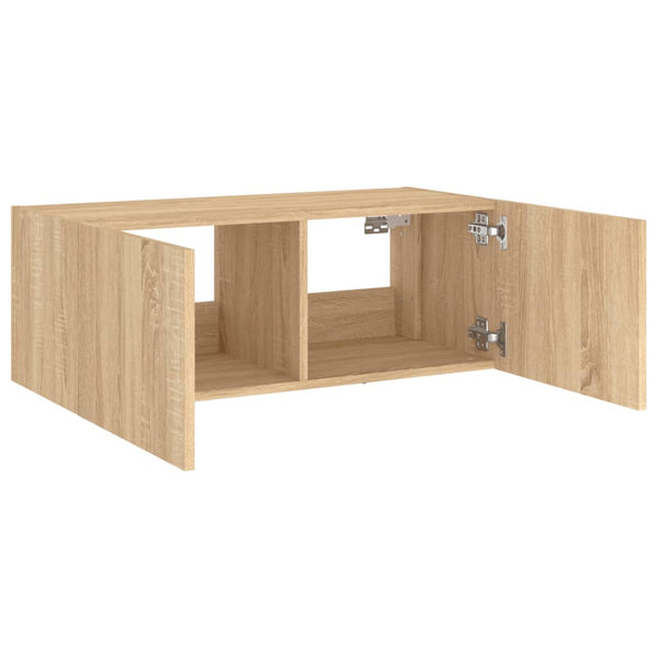 Sonoma-tammi tv-seinäkaappi Genutu 80x35x31cm (led-valoilla)