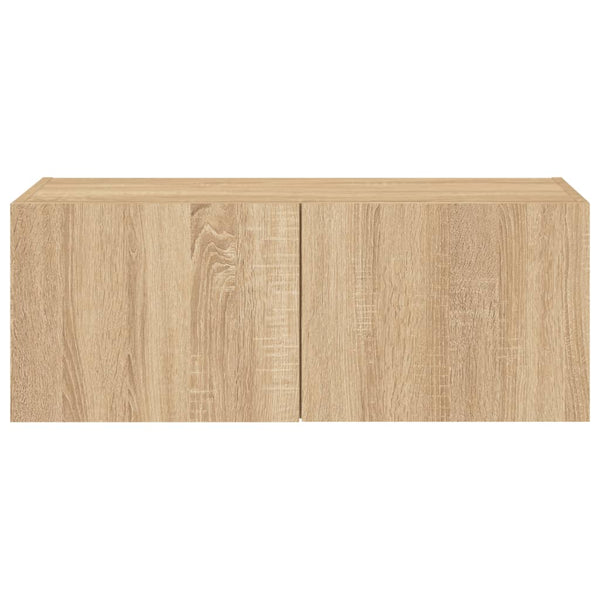 Sonoma-tammi tv-seinäkaappi Genutu 80x35x31cm (led-valoilla)