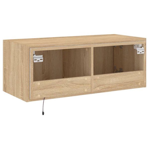 Sonoma-tammi tv-seinäkaappi Genutu 80x35x31cm (led-valoilla)