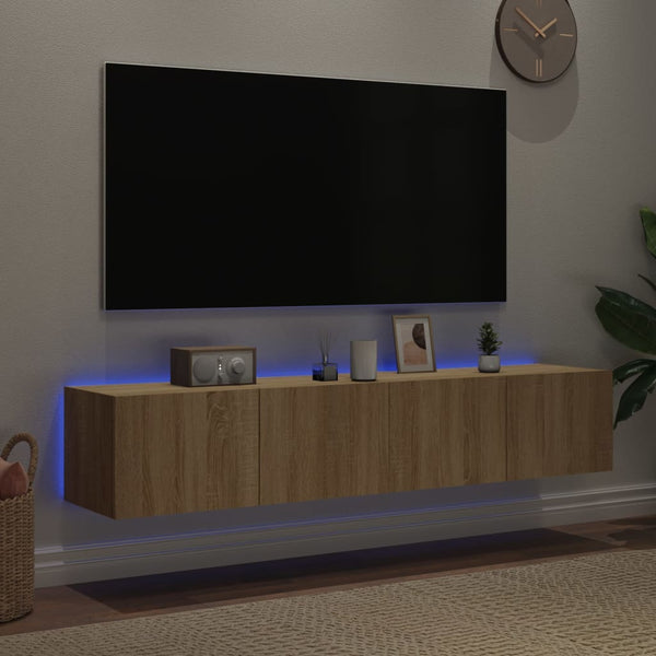 Sonoma-tammi tv-seinäkaapit Genutu 80x35x31cm (led-valoilla 2 kpl)