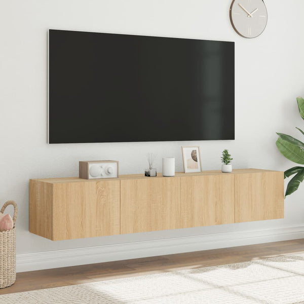 Sonoma-tammi tv-seinäkaapit Genutu 80x35x31cm (led-valoilla 2 kpl)