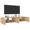 Sonoma-tammi tv-seinäkaapit Genutu 80x35x31cm (led-valoilla 2 kpl)