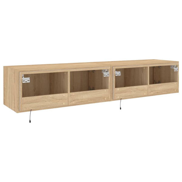 Sonoma-tammi tv-seinäkaapit Genutu 80x35x31cm (led-valoilla 2 kpl)