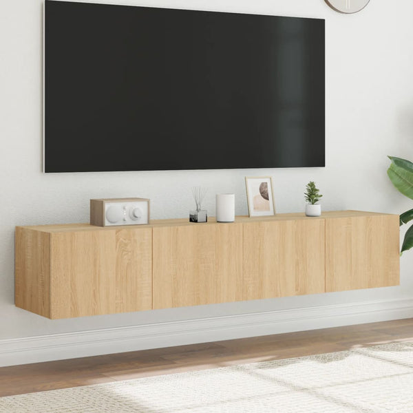 Sonoma-tammi tv-seinäkaapit Genutu 80x35x31cm (led-valoilla 2 kpl)