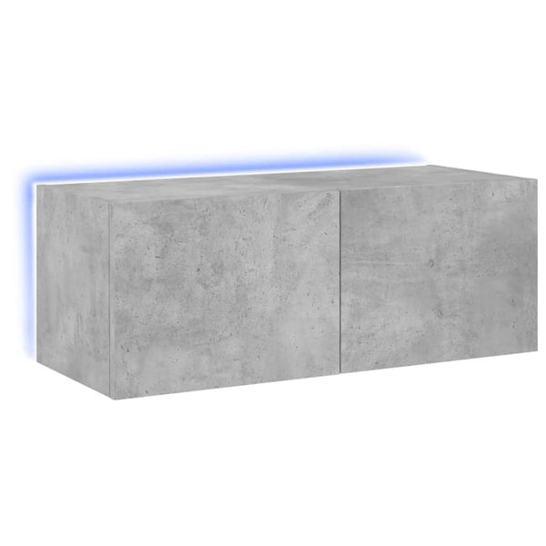 Betoninharmaa tv-seinäkaappi Genutu 80x35x31cm (led-valoilla)